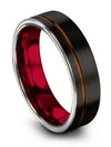 Tungsten Anniversary Band Black and Copper Tungsten Matching Band Couple Rings - Charming Jewelers