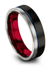 Tungsten Anniversary Band Black and Blue Tungsten Matching Band Couple Rings - Charming Jewelers