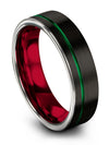 6mm Mens Wedding Bands Black Tungsten Black Matching Set Ladies 6mm 2nd - - Charming Jewelers