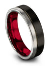 6mm Mens Wedding Bands Black Tungsten Black Matching Set Ladies 6mm 2nd - - Charming Jewelers