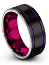 Wedding Set Black Tungsten Black Purple Black Ring Rings for Mens 8mm - Charming Jewelers