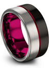 Couple Wedding Band Set Tungsten Carbide Wedding Band Black Couple Ring Couples - Charming Jewelers