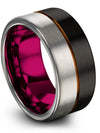 Personalized Wedding Bands Set Tungsten Bands for Woman&#39;s Grooved Handmade - Charming Jewelers