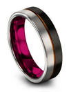 Matching Wedding Rings Guy Black Tungsten Wedding Band 6mm Fiance and Boyfriend - Charming Jewelers