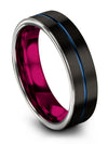 Man Tungsten Carbide Promise Ring His and Her Tungsten Ring Black Blue Ring - Charming Jewelers
