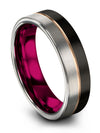 Black 18K Rose Gold Wedding Ring Tungsten Ring for Female 6mm Custom Rings - Charming Jewelers