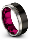 Wedding Band Engraved Tungsten Ring Black for Men&#39;s Black Rings Black Gunmetal - Charming Jewelers