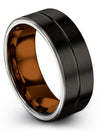 Flat Wedding Bands Black Tungsten Engagement Rings Couples Jewelry Thank You - Charming Jewelers