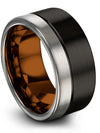 Matte Black Men Wedding Band Tungsten Engraved Band for Woman&#39;s 10mm 6th Bands - Charming Jewelers