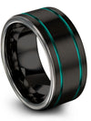 Matte Black Teal Men Wedding Band Tungsten Engraved Band for Woman&#39;s 10mm 6th - Charming Jewelers