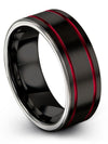 Personalized Anniversary Band Sets Tungsten Bands Engrave Couples Rings Black - Charming Jewelers