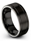 Mens 8mm Wedding Ring Black Tungsten Ring Couples Set Female Solid Black - Charming Jewelers