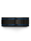Matte Black and Blue Male Anniversary Ring Black Tungsten 8mm Couple Rings - Charming Jewelers