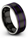 Womans Wedding Rings 8mm Purple Line Tungsten Band Man 8mm Black Man Band - Charming Jewelers