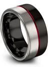Modern Anniversary Ring for Man Tungsten Engrave Band for Woman Black Ring Sets - Charming Jewelers