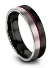 Men 6mm Black Promise Band Tungsten Groove Bands Couple Personalized Band - Charming Jewelers