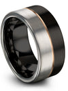 Black Jewelry Sets for Female Tungsten Band for Lady Black 18K Rose Gold Couple - Charming Jewelers