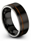 Tungsten Promise Rings for Couples Tungsten Carbide Band for Guy Black 8mm 3rd - Charming Jewelers