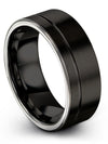 Black Plated Female Wedding Bands 8mm Black Line Band Tungsten Couples Band - Charming Jewelers