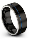 Tungsten Black Blue Wedding Bands Woman Tungsten Bands Her and Girlfriend Set - Charming Jewelers