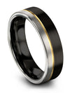 Perfect Anniversary Band Black Tungsten Bands Black over 18K Yellow Gold - Charming Jewelers