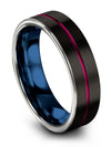 Wedding Black Engraved Bands Tungsten 6mm 3 Year Bands Matching Husband - Charming Jewelers