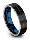 Wedding Bands Set for Ladies Black Blue Personalized Tungsten Bands for Man - Charming Jewelers