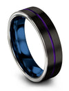 Mens Wedding Band Engraved Man Black Purple Tungsten Wedding Rings 6mm Unique - Charming Jewelers