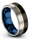 Tungsten Anniversary Ring Black and 18K Yellow Gold Tungsten Couples Bands Cute - Charming Jewelers