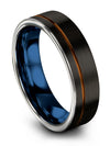 Wedding Ring for Lady Minimalist Tungsten Copper Line Bands Simple Black Ring - Charming Jewelers