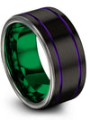 Wedding Rings Set Woman Black Tungsten Engagement Band Custom Rings - Charming Jewelers