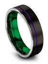 Black Purple Wedding Bands Man Womans Tungsten Wedding Ring Plain Black Rings - Charming Jewelers