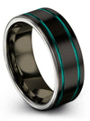 Matching Wedding Rings for Fiance and Husband Tungsten Black and Teal Bands - Charming Jewelers