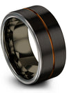 10mm Wedding Bands for Men Black Band Tungsten Band for Womans Promise Bands - Charming Jewelers