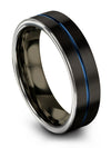 Wedding Bands Sets for Guy Tungsten Rings for Wife 6mm Blue Line Man Rings 6mm - Charming Jewelers