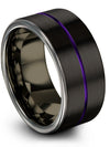 Black Purple Matching Anniversary Band Tungsten Ring