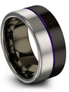 Black Promise Ring Set for His Wedding Bands for Mens Tungsten Engraved Promise - Charming Jewelers