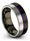 Men Wedding Ring 8mm Purple Line Tungsten Black Rings for Men&#39;s 8mm Promise - Charming Jewelers