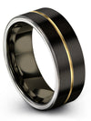 Black Plated Band Set Black 18K Yellow Gold Tungsten Rings for Woman&#39;s Black - Charming Jewelers