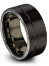 Brushed Metal Guy Anniversary Band Mens Tungsten Carbide Wedding Bands Engraved - Charming Jewelers