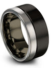 Pure Black Wedding Rings for Girlfriend and Husband Black Tungsten Carbide 10mm - Charming Jewelers