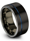Black Wide Woman Promise Rings Tungsten Band for Couples Set Cute Engagement - Charming Jewelers