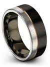 Womans Anniversary Ring Flat Black 8mm Men&#39;s Tungsten Wedding Bands Black Rings - Charming Jewelers