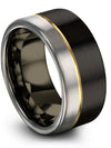Wedding Rings Sets for Wife and Wife Black and 18K Yellow Gold 10mm Female - Charming Jewelers