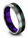 Guys Anniversary Band Black Teal 6mm Tungsten Black Ring Black Men Band for Men - Charming Jewelers