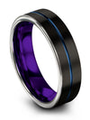 Tungsten Anniversary Band Men Black Blue Brushed Tungsten Rings for Guy Ladies - Charming Jewelers