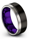 Anniversary Band for Husband Tungsten Brushed Wedding Bands Promise Black Ring - Charming Jewelers