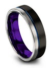 Female 6mm Blue Line Wedding Bands Tungsten Wedding Band Black Rings Sets - Charming Jewelers