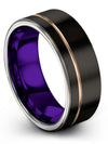 Anniversary Ring Sets for Fiance and His Black 18K Rose Gold Perfect Tungsten - Charming Jewelers
