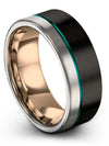 Wedding Ring Men&#39;s Tungsten Carbide Wedding Rings 8mm Black Teal Midi Rings - Charming Jewelers